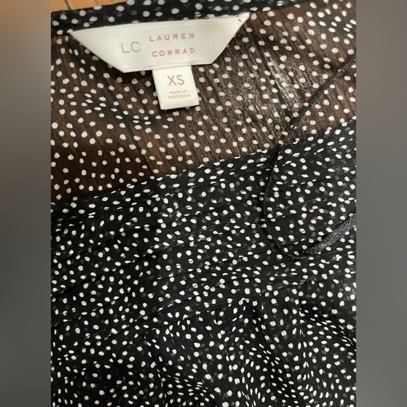 LC Lauren Conrad Black and White Dotted Blouse - Picture 3 of 5
